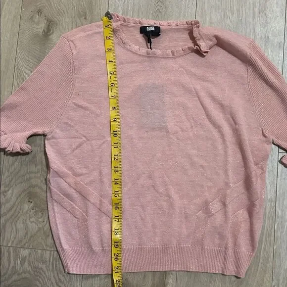 Paige Triste Metallic Ruffle Trim Top in Peach Metallic, Size XL, NWT - Picture 11 of 13